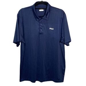 Fila Golf Polo Navy Blue Large Mens Performance Shirt Short Sleeve Wicking